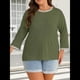 thumbnail image 5 of Blusas de 3/4 para Mujer, Elegantes, Informales, con Cuello Redondo, Holgadas y A , para Verde M, 5 of 9