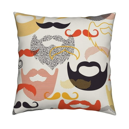 Optional Product Cover - Beard Hair Facial Hair Mustache Throw Pillow Cover w Optional Insert by Roostery