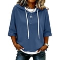 thumbnail image 5 of TZZQ 3/4 Sleeve Hoodie Sweatshirts for Women Drawstring Hood Oversized Pullover Sweatshirt Comfort Plain Long Sleeve Pullover Tops Plus Size Cute Basic Lightweight Hoodie Sweatshirts Navy Xl, 5 of 7