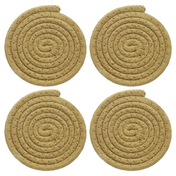 4 Pcs Manteles Individuales Redondos Trenzados, 4.3" Manteles Tejidos para Mesa de Cocina para Decoración de Granja (Caqui)
