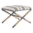 thumbnail image 1 of Linon Anna Campaign Accent Stool Metal Legs with Rope Detail in Black Stripe, 1 of 9