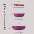 thumbnail image 2 of Carote Ceramic Nonstick Detachable Pots and Pans Set, 3 Pieces Non Toxic Cookware Set with Induction, Oven/Dishwasher Safe, Easy for Storage, Magenta Purple, 2 of 6