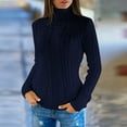 thumbnail image 6 of UJNDER Autumn Winter Regular Turtleneck Long Sleeve Knitted Sweater for Women Blue XXXL, 6 of 8