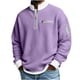 thumbnail image 1 of Ceisia Mens Long Sleeve Quarter Zip Pullover Sweater Waffle Knit Mock Neck with Pockets Purple L Gift, 1 of 8