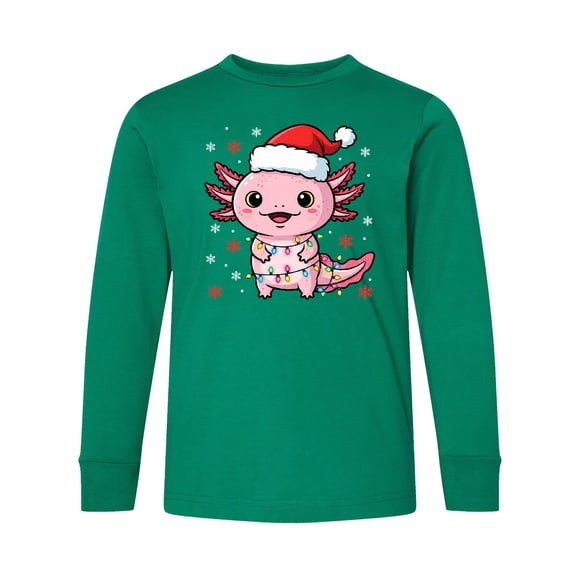 Inktastic Cute Axolotl Christmas Long Sleeve Youth T-Shirt