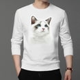 thumbnail image 2 of Fesfesfes Oversized Sweatshirt for Men Cat Print T Shirt Long Sleeve Round Neck Hoodless Tops Crew Neck Sweatshirts Clearance Under 10$, 2 of 6