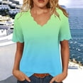 thumbnail image 6 of Ichuanyi Womens Summer Tops Trendy Gradient Color Print Short Sleeve Tshirts Shirts V Neck T Shirts Fashion, 6 of 7