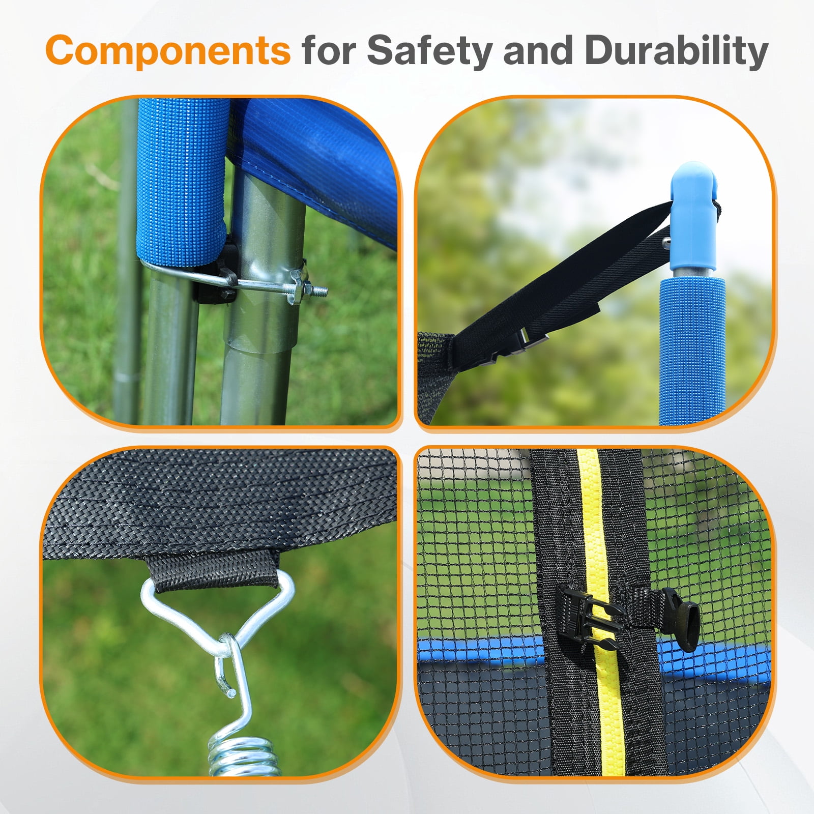 Aoodor 15FT Outdoor Trampoline, Recreational Trampoline with Enclosure Inner-Safety Net and Ladder for Kids