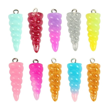 

NUOLUX 20pcs DIY Pendants Resin Cartoon Unicorn Horn Jewelry Charms Ornament Crafts Making Accessories