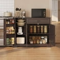 thumbnail image 4 of Coffee Bar, Lofka 42" Kitchen Storage Cabinet, Sideboard Buffet Cabinet with 8 Shelves, 1 Drawer, Dark Brown, 4 of 8
