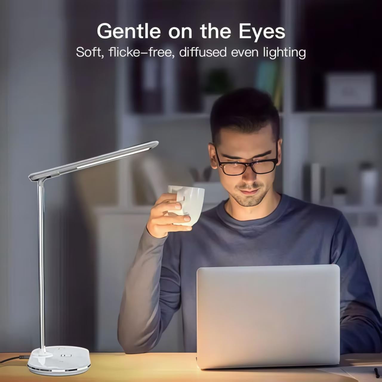 LED Desk Lamp 3 in 1 Table Lamp for Home Office, Multifunctional Desk Light with Touch Control 3 Lighting Eye-Caring Modes Study Night Light for Bedroom
