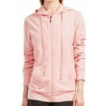 thumbnail image 2 of Sofra Women's Cotton Comfort Zip Up Hoodie Jersey Sweater - Peach - Large, 2 of 4