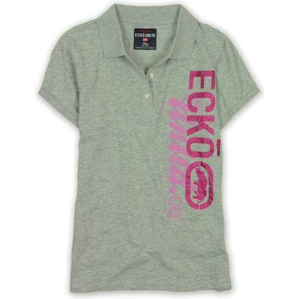 Camiseta Polo Ecko Unltd. con Estampado de Purpurina para Mujer Gris Grande