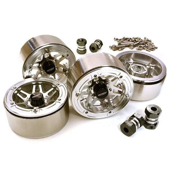 Integy RC Toy Model Hop-ups C27031SILVER 1.9 Size Machined High Mass Wheel (4) w/14mm Offset Hubs for 1/10 Scale Crawler