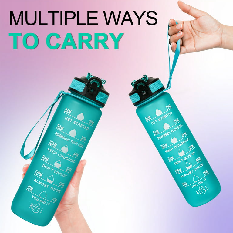 SDJMa 32oz Motivational Water Bottles with Time Marker , Sports Water  Bottle with Times to Drink, Leakproof & BPA Free, Reusable Plastic Bottle  for