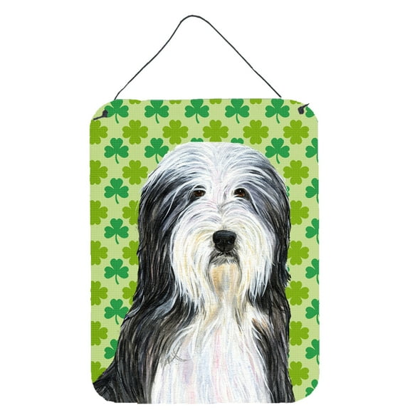 Bearded Collie St. Patricks Day Shamrock Portrait Wall or Door Hanging Prints