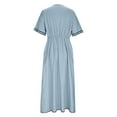 thumbnail image 4 of Byworldtasic Womens Elegant Dress Casual Solid Color Loose Beach Vacation Half Sleeved V-Neck Long Dress, 4 of 6