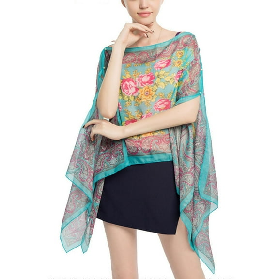 SWSMCLT Women's Chiffon Scarf Summer Cover Up Oversized Button Pashmina Boho Travel Fashion Fall Lightweight Mint One Size