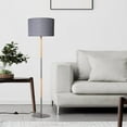 thumbnail image 5 of Modern Floor Lamp with 8W LED Bulb - Foot Switch & Fabric Shade - Tall Metal Stand for Living Room, Bedroom, Office - Gray Finish, 5 of 15