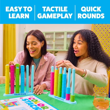 Color Stack, Color Matching Puzzle Game for Families, Includes 2 Stack Racks, 50 Challenge Cards, 80 Rings