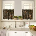 thumbnail image 2 of Forest Camouflage Curtain Set, Forest Camo Conifer Oak Branches Leaves Mossy Hunting Lodge Camp Cabin Theme Windows Curtain Valance for Cottage Kitchen Dining Room, 54''x18'' & 27''x36''x2, 3 Panels, 2 of 5