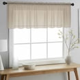 thumbnail image 2 of Beige Brown Ombre Valance Curtains for Kitchen/Living Room/Bathroom/Bedroom Window, Rod Pocket Small Topper Half Short Window Curtains Voile Sheer Scarf, Abstract Modern Art Gradient 54"x18", 2 of 8