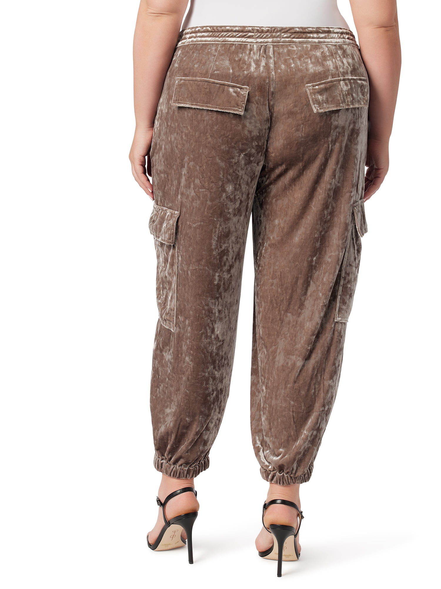 Jessica Simpson Women's and Women's Plus Size Crushed Velvet Cargo Pants, Sizes XS-4X