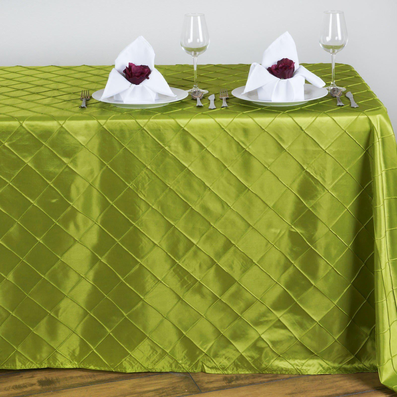 90" x 132" Sage Green Taffeta Pintuck Rectangular Tablecloth