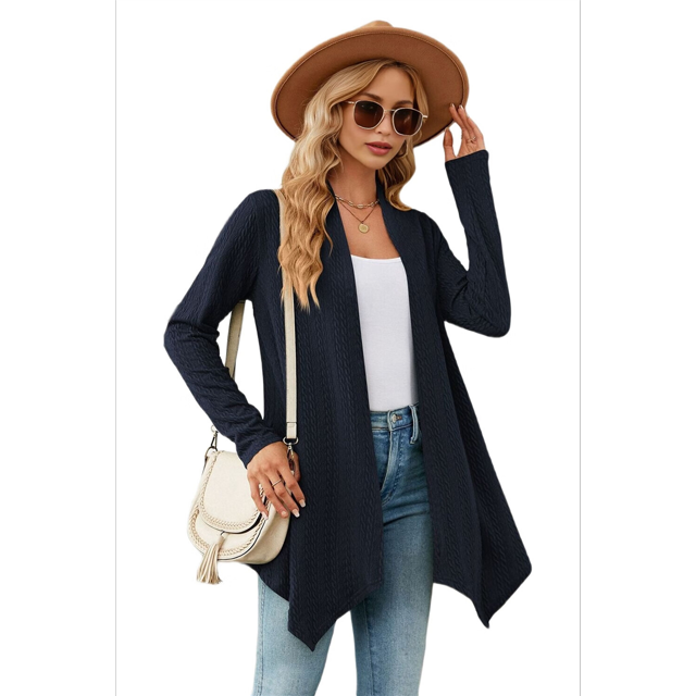 Cardigan pour Femmes Chic Décontracté à Manches Longues à devant Ouvert Chandails Cardigan Bleu Marine P