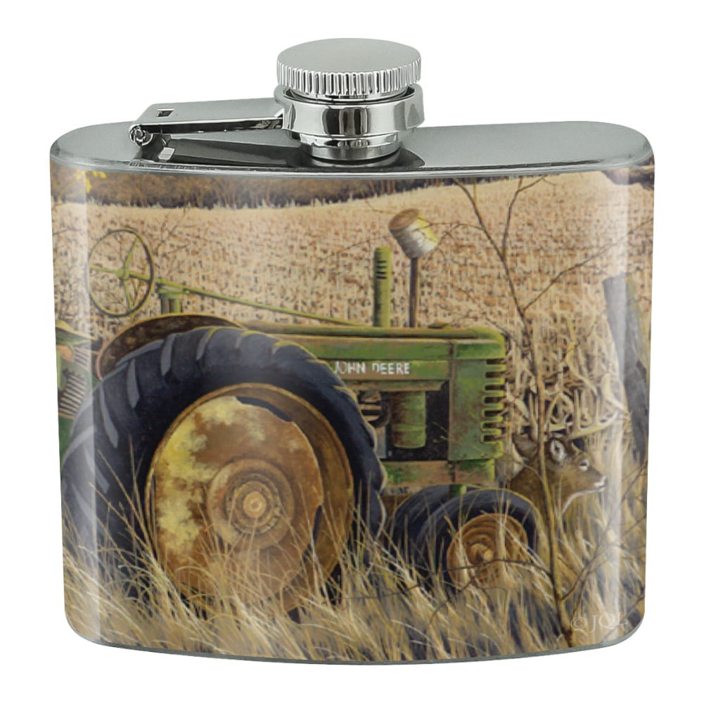 Farm Tractor Country Style Pink Farming Stainless Steel 5oz Hip Drink Flask