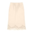thumbnail image 4 of Skirts for Women Elegant Satin Skirt with Lace Trim Detail Flowy Midi Length Party Wear Casual Women Midi Skirt Beige L, 4 of 4