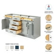 thumbnail image 2 of Ariel Hepburn 72 In. Double Sink Base Cabinet In Grey, 2 of 10