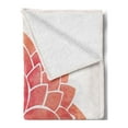 thumbnail image 2 of Floral Soft Flannel Fleece Throw Blanket, Lotus Flower Illustration Japanese East Blossom Art, Cozy Plush for Indoor and Outdoor Use, 50" x 70", Coral White and Salmon, by Ambesonne, 2 of 5