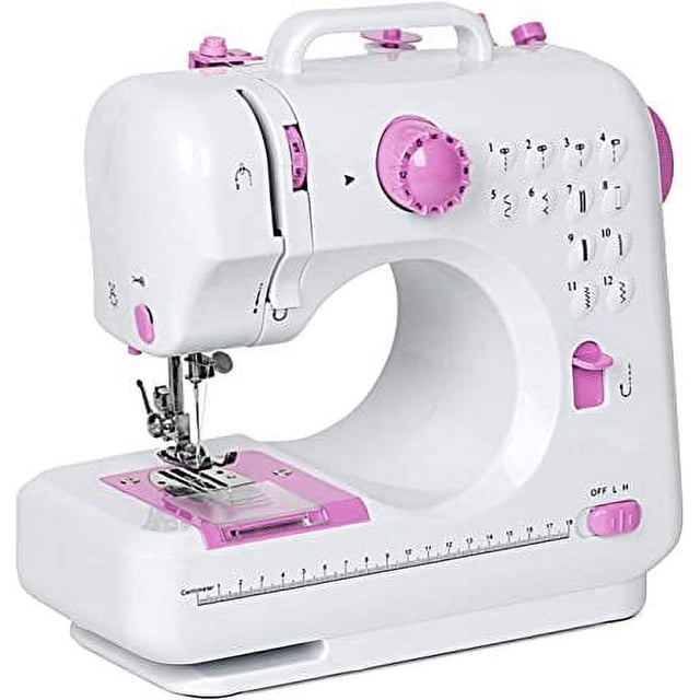 Sewing Machine Children Present Portable Crafting Mending Machine with 12 Built-In Stitched