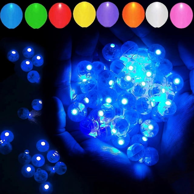 100 luces LED azules para globos, redondas, pequeñas luces LED para decoración de fiestas en interiores y exteriores.