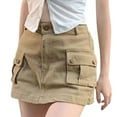 thumbnail image 2 of FASHOFT Jean Skirt for Women Solid Cargo Denim Skirt High Waisted Slim Fit A Line Midi Casual Fashion All Match Daily Streetwear Denim Skirts Khaki, 2 of 8