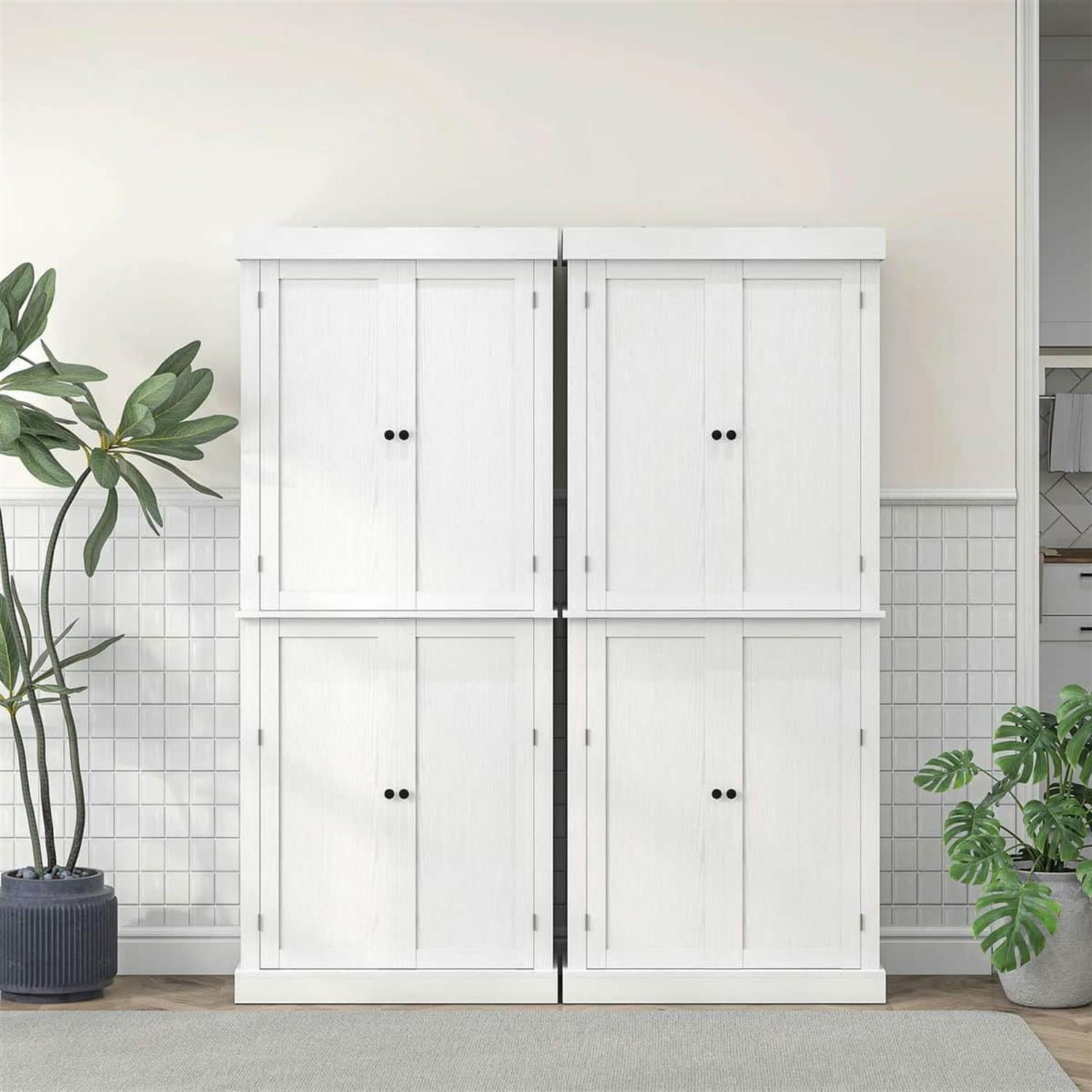Demi Bonn 72" Large Kitchen Cabinet, Pantry Storage with Doors & Shelves, Freestanding Food Pantry Cabinet, Space-Saving Storage Solution, White