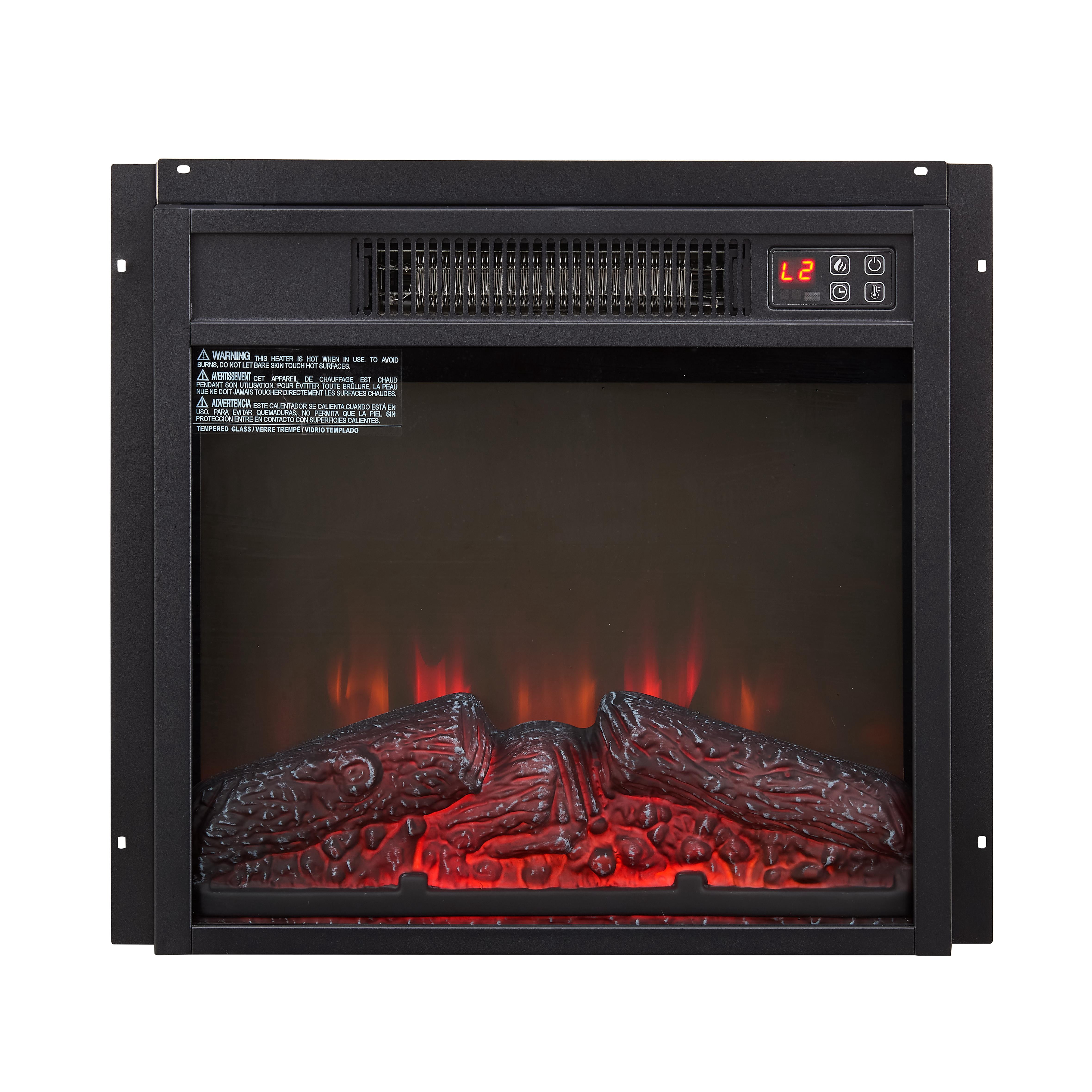 Yoneston 18" Slim Electric Fireplace Insert Heater with Remote Control, LED Fireplace Heater with Adjustable Flame Intensity and Temperature, Black