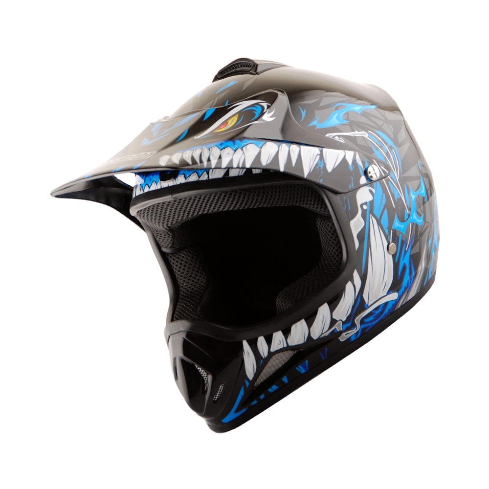 WOW Youth Kids Motocross BMX MX ATV Dirt Bike Helmet HJOY Dino Blue