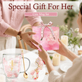 thumbnail image 6 of Personalized Gift for Women Monogrammed Double Wall Flower Glass Coffee Mug Tea cup With Spoon Customized Birthday Valentine Mother's Day  Gift for Mom Wife Friends Sister Coworker(S), 6 of 8