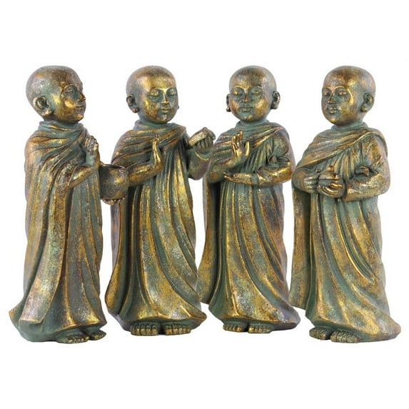 Urban Trends Figurine in Assorted Mudras Assortment of Four Tarnished Finish, Bronze