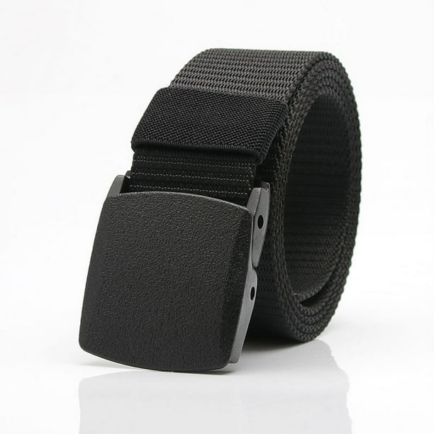 Cinturón táctico para exteriores para hombres y mujeres, cinturón de nailon para entrenamiento militar para estudiantes, cinturón de lona con hebilla de plástico transpirable