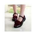 thumbnail image 6 of Rotosw Girl's Dress Shoes Low Top Flats Flat Mary Jane Nonslip Round Toe Wedding Fashion Wine Red 2.5Y, 6 of 8