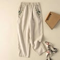 thumbnail image 5 of Knee Length Summer Casual Elastic Waisted Side Split Button Shorts with Pockets for Women Linen, 5 of 7