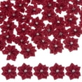 thumbnail image 1 of Uxcell 200-pack Flores de Cinta de Satén, Flores de Tela Mini de 1.2 Pulgadas con Strass para Manualidades y Proyectos de Bricolaje Rojo Vino, 1 of 1