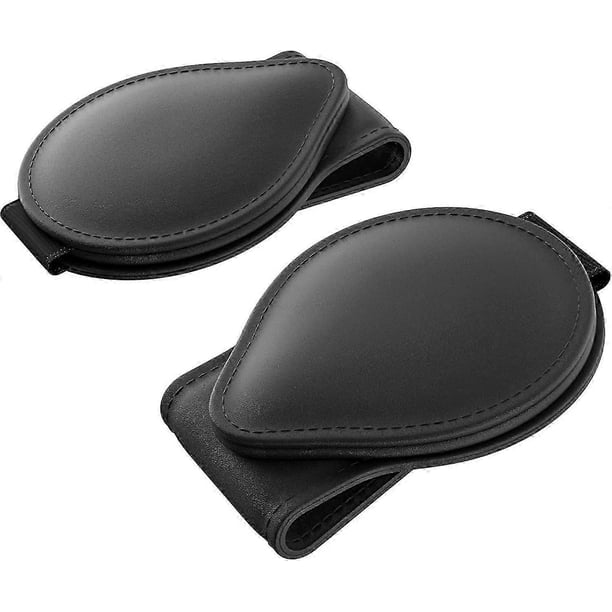 Sunglass Frames for Car Visor, 2-Pack PU Leather Magnetic Glasses Mounts Glasses Frame Clip-On Visor Accessories for All Models, Black
