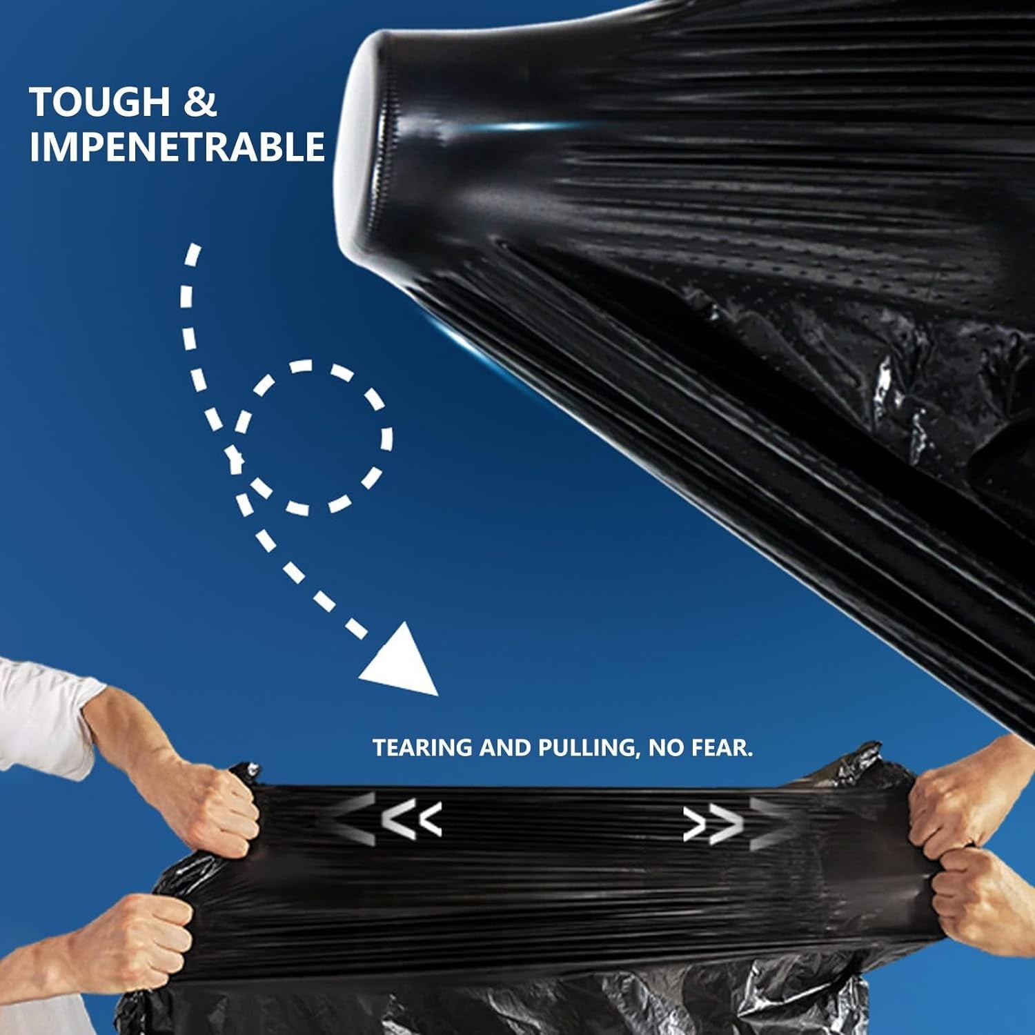 GQDIN 55-60 Gallon Trash Bags, Heavy Duty Contractor Garbage Bags, Black Tear-Resistant Bags for Construction,Yard Waste Industrial Use,Tear-Resistant Can Liners, 25.6” x 21.6” (100 Count)