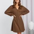 thumbnail image 4 of Vestido suéter para mujer,Vestido con cuello en V y puños roscados, Vestido de manga larga con cierre de botones, Vestido de señora, Estética elegante, 4 of 6
