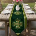 thumbnail image 6 of Saint Patrick's Day Table Runner Linen Burlap Table Runner 90 Inches Long Boho Green Golden Leaves Ethnic Motifs Dresser Scarves for Kitchen Island Coffee Dining Party Wedding Holiday Decor 13"x90", 6 of 8