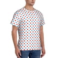 thumbnail image 4 of Yiaed Red Blue Polka Dots Print Mens Short Sleeve Tight Fit T-Shirt, Crewneck Casual Tee-X-Large, 4 of 5